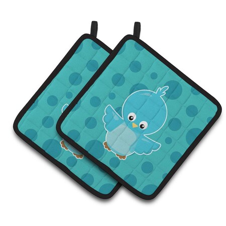 Carolines Treasures Bird on Blue Polkadots Pair of Pot Holders BB7013PTHD